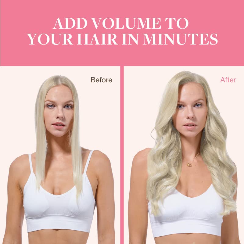 Miniatura 6 de GOO GOO Extensiones de cabello humano real con alambre, 18 pulgadas, 4.41 oz rubio ceniza con reflejos platino, extensiones de cabello con alambre