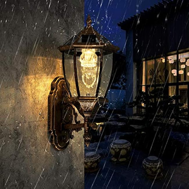 Solar Wall Lamp Hexagonal Light Fixture Bronze