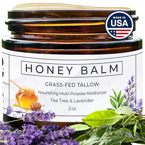 Really Good Blends - Tallow and Honey Balm, Organic Body Butter, Grass-Fed Beef Tallow for Skin, Soothing All-Natural Moisturizer for Body and Face | Made in USA - 2 oz (Tea Tree & Lavender)
