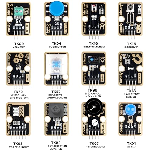 Image of Lonely Binary TinkerBlock 46-in-1 Sensor Kit STEM for Arduino ESP32 Pico | TFT LCD, 8x8 LED matrix, 7-seg clock, joystick, encoder, IR, EEPROM + 39 more; no solder, labeled; tutorials; I2C /SPI /PWM