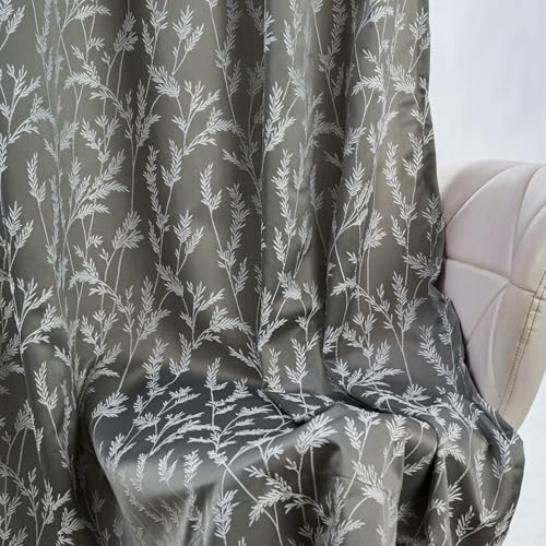 Image of haus & kinder Printed Jacquard Window Curtains 5 Feet Long Pack of 2 Window Curtains, 5 Feet Curtains for Window (Whispering Willows, Slate 130x152 CM)