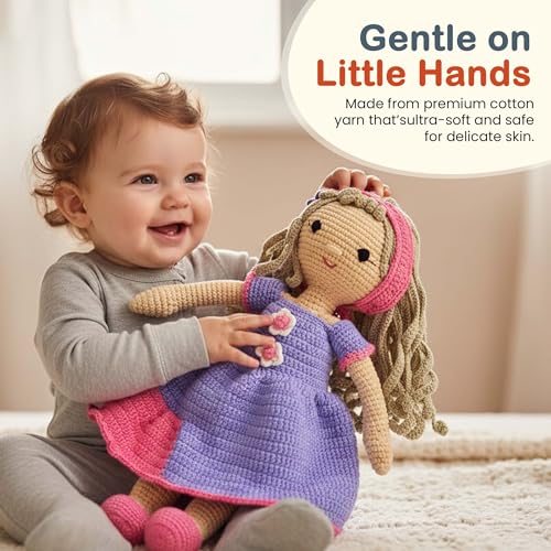 Image of Happy Thread Handmade Crochet Doll - Katherine | Amigurumi Toys for Girls & Boys | Soft Doll for Kids | Ideal Crochet Soft Toys for Gifting & Nursery Decor, Eco-Friendly, BIS Certified (100% Cotton)