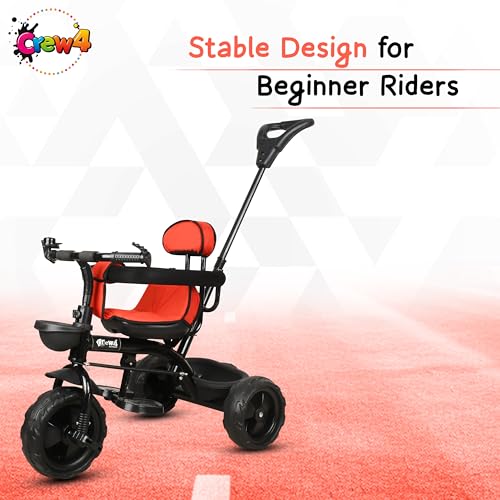 Image of Tricycle for Kids | Plug & Play Baby Trike with EVA Wheels, Safety Rail & Push Handle for Parents | Safe & Comfortable Ride for Toddlers 12-48 Months (RED)