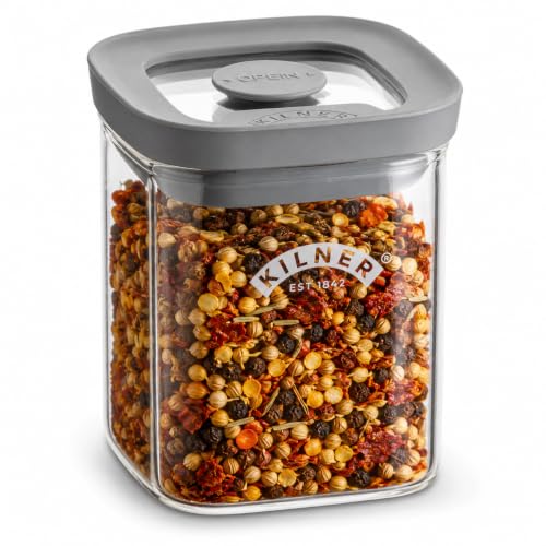 Image of Kilner Fresh Storage 160ml Airtight Glass Spice Jar Durable Vacuum Seal Lid BPA-Free Glass for Herbs Spices Pantry Cupboard Kitchen Organisation