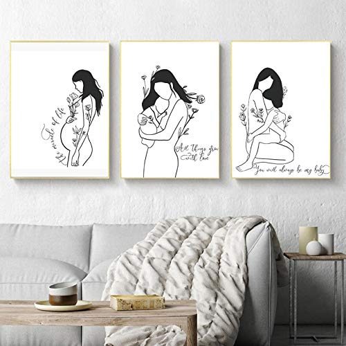Peinture affiche imprime nordique dsdsgog mère bébé abstrait œuvre d'art sur toile haut de gamme