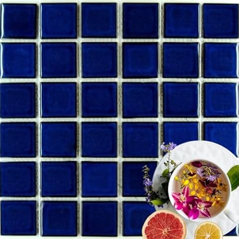Tenedos Premium Quality 2" Cobalt Blue Square Pattern Porcelain Mosaic Tile Cover