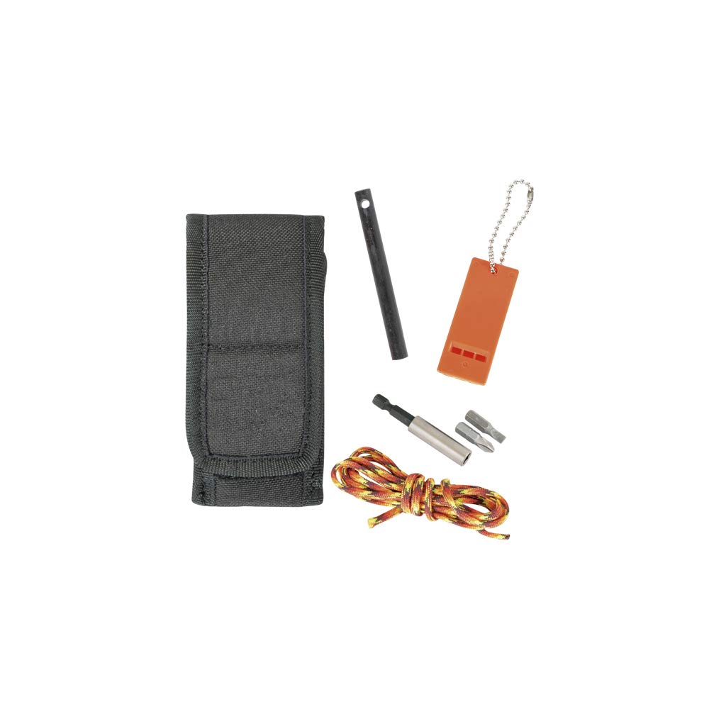 ELECTROPOLIS Kit de Supervivencia Salamandra, Incluye Bolsa Porta útiles, Silbato, pedernal, Taladro, Adaptador de Puntas con Puntas y 3 m de Paracord, 239KIT + pañuelo desenfunda