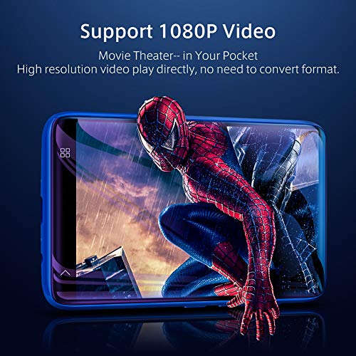 TIMMKOO MP3 Player with Speaker, 4.0" Full Touchscreen HD Video Mp4 Player, 8GB Portable HiFi Lossless Sound Mp3 Music Player with FM Radio, Voice Recorder, E-Book, Supports up to 128GB TF Card Blue - Thumbnail 4