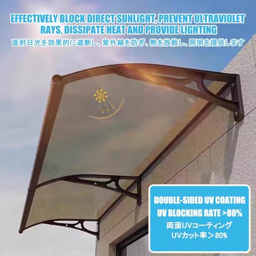 Toldo para puerta de entrada impermeable de 120 cm exterior con porche y UV 3