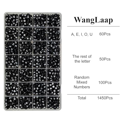 Image of Acrylic Letter & Number Beads, 4x7mm, Black, 1450Pcs