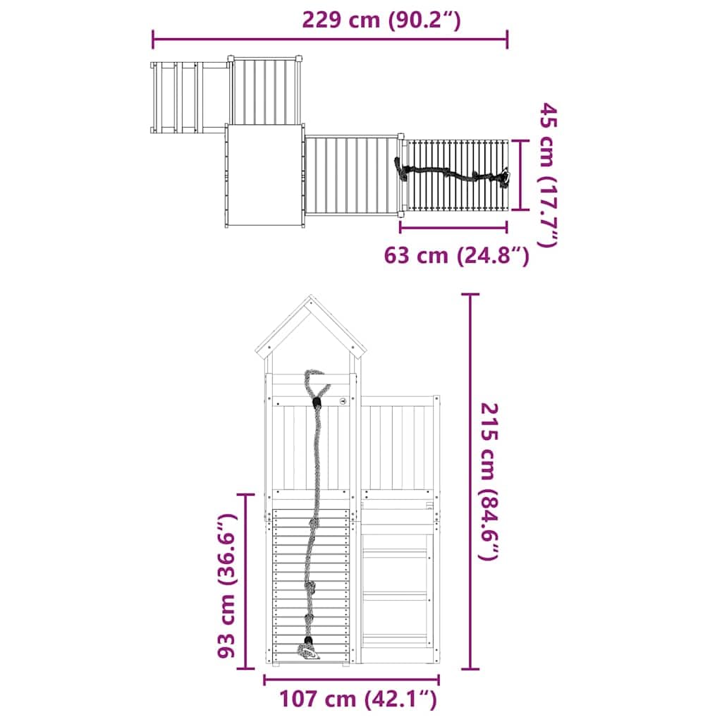 Torre da gioco in legno massiccio Douglasie stabile con struttura da arrampicata, sabbiera e scala, casetta da gioco per bambini in giardino, con altalena