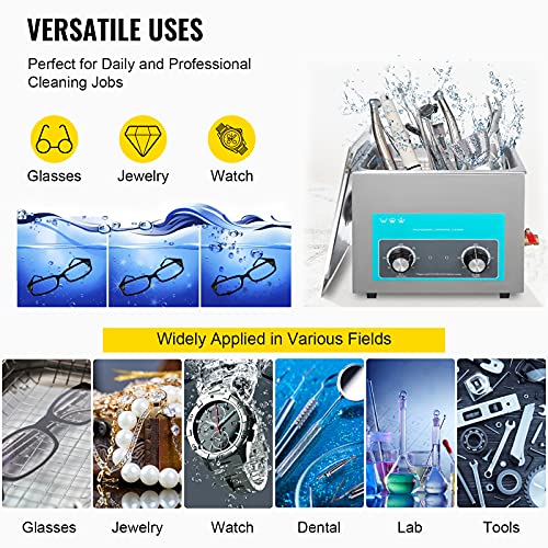 Mophorn 10L Ultrasonic Cleaner 304 Stainless Steel Professional Knob Control Ultrasonic Cleaners With Heatertimer For Jewelry Watch Glasses Circuit Board Dentures Small Parts Dental Instrument #TOP7