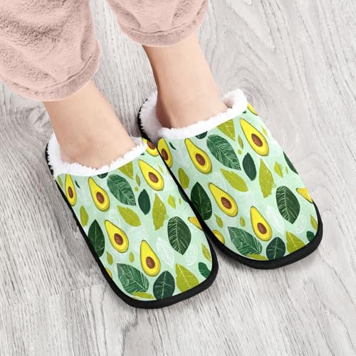 Painted Avocado Green Slippers For Women Men Soft Memory Foam Non-Slip Fruit Winter Indoor House Shoes Travel Slipper4
