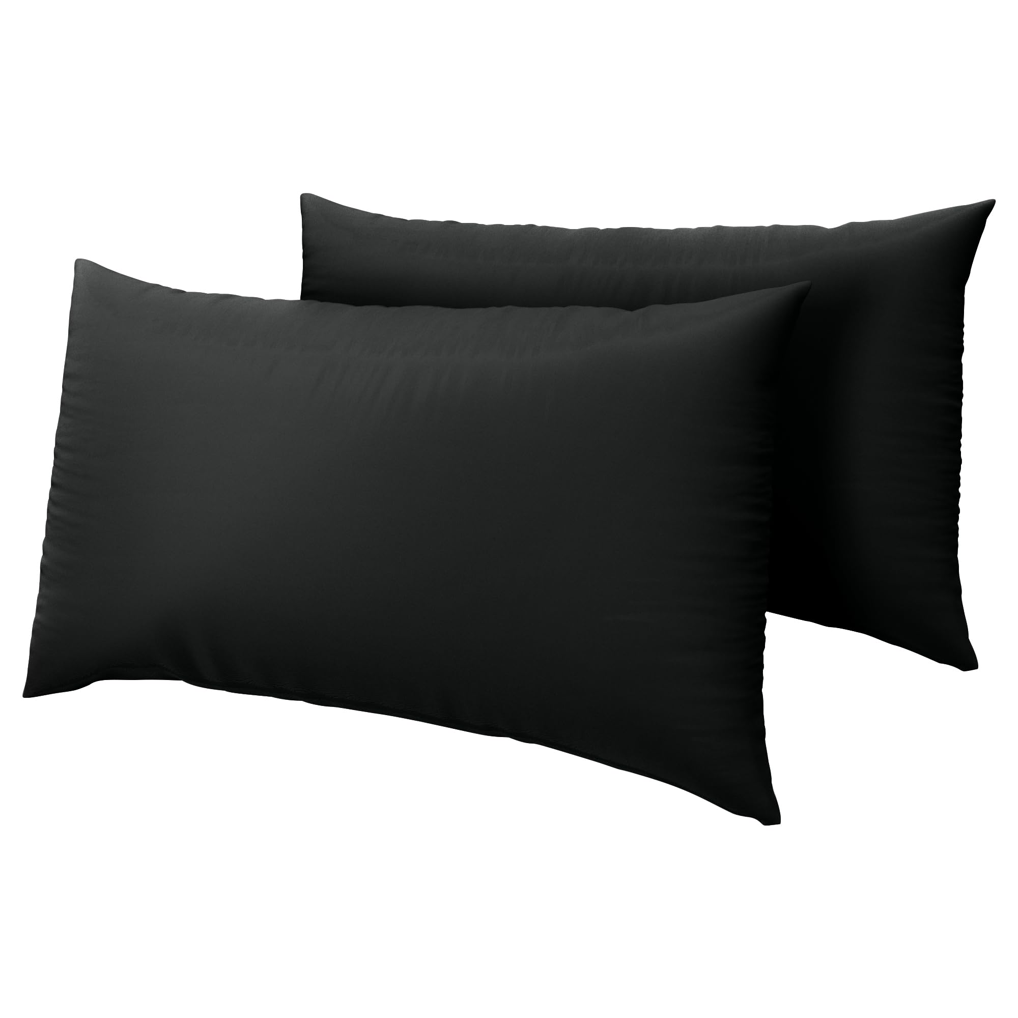 HOME ACE Black Easy Iron Percale Standard Pillowcases 2 Pack, 100% Poly Cotton Housewife Pillow Cases 50 x 75CM Pack of 2