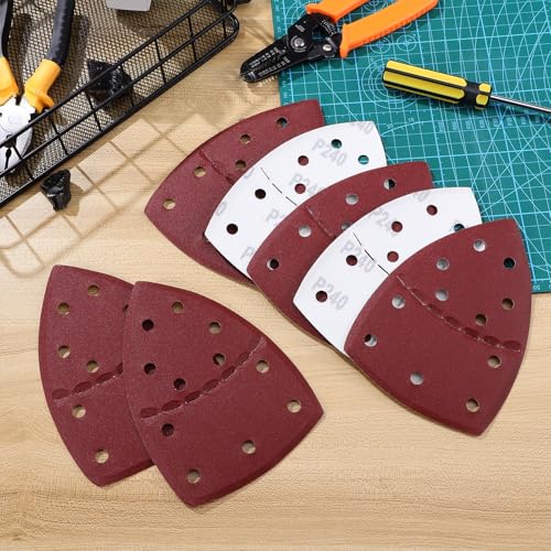 Papel de lija triangular grano 240 para lijadora de ratón madera metal 6