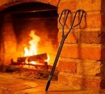 Kingson Vintage Fireplace Coal & Log Tongs – 43cm Black Iron Flat-Jaw Fire Tongs for Handling Coal & Kindling – Antique Scissor Grabber for Open Fires & Wood Burners