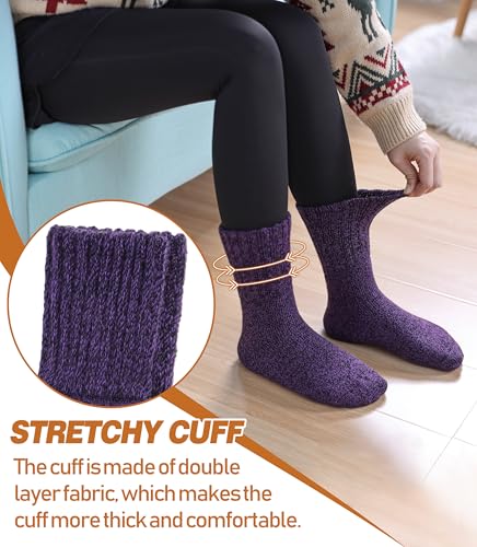 Image of DYW Womens Merino Wool Boot Socks Thermal Thick Winter Warm Cozy Hiking Work Boot Socks Christmas Gift