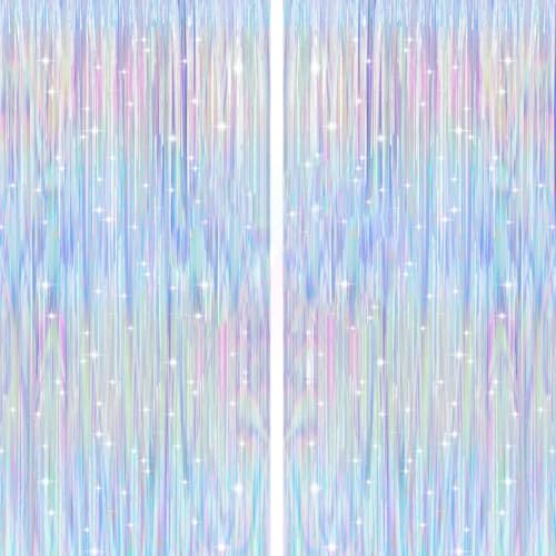 YUANHEHE 2 cortinas de oropel, cortina de purpurina para cumpleaños, cortinas de alambre brillantes para ventanas, tratamiento decorativo de ventanas, cortinas de luz brillantes para sala de estar y