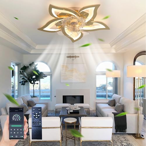 Ventilateur de plafond or 69cm Oninio silencieux avec lumière pour votre salon