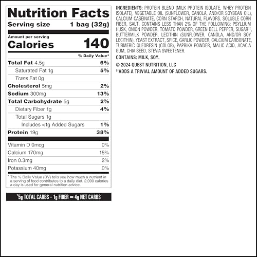 Image of Quest Nutrition Tortilla Style Protein Chips, Salsa Verde, 19g of Protein, 4g Net Carbs, Gluten Free, 1.1 Ounce, 4 count
