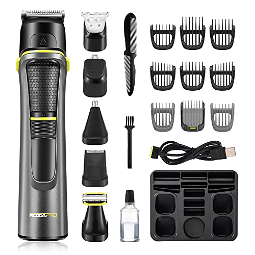 Beard Trimmer 14 in 1 Hair Cutting Grooming Kit Professional Hair Clippers Waterproof Beard Trimmer for Men Rechargeable Cordless Hair Mustache Trimmer Body Groomer Trimmer with Storage Dock