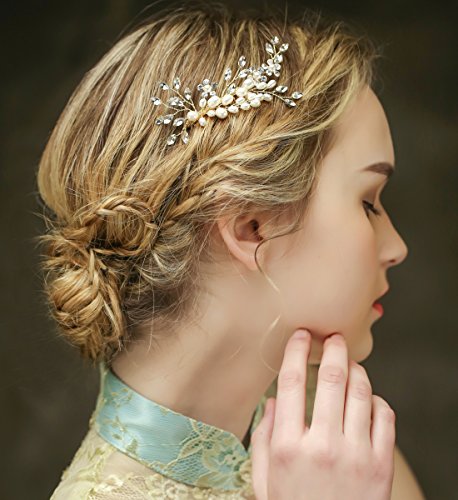 Fiore cristallo perle di strass capelli pettine da...