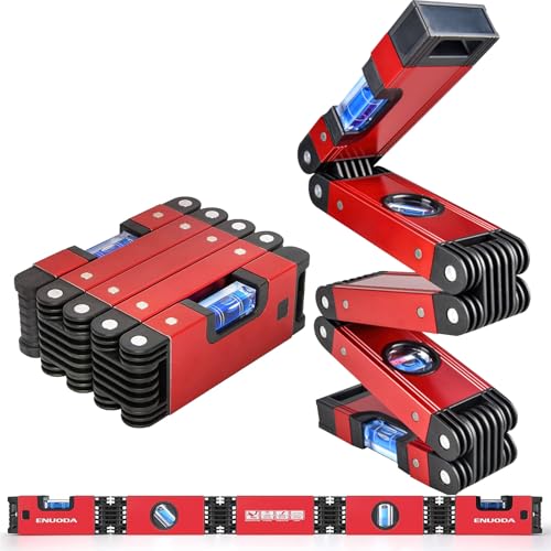 OBEST Nivel Plegable, Medidor Magnético Telescópico, Medidor de Precisión Multiángulo, 45°/90°/180°, para Medir con Precisión Tuberías, Escaleras y Esquinas