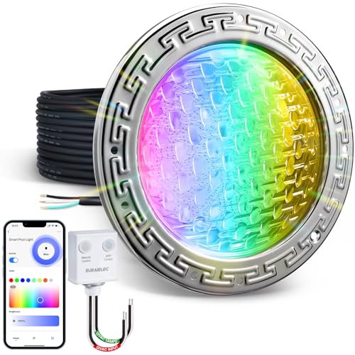 SURAIELEC 12V Smart LED Pool Light, 35W Wi-Fi Inground Light, 10 Inch Color Changing Fixture for Pentair Large Wet Niches, Compatible with Alexa, Google Assistant, 50FT Cord by SURAIELEC - Used condition - US$167.99