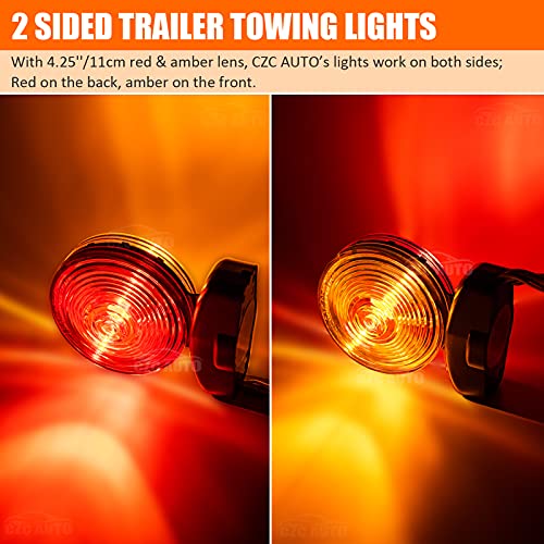 CZC AUTO 12V Trailer Lights Two Sided Red & Amber Tow