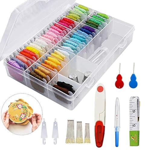iPobie Kit di Attrezzi a Punto Croce,Ricamo Starter Kit/50 Colori