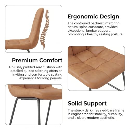 Image of 5-Piece Dining Set for Small Spaces 43.3 inch Round Table & 4 PU Leather Chairs, Modern Farmhouse with Storage Shelf, Apartment Kitchen Easy Assembly (Walnut Color Round Table + 4 Modern Brown Chairs)