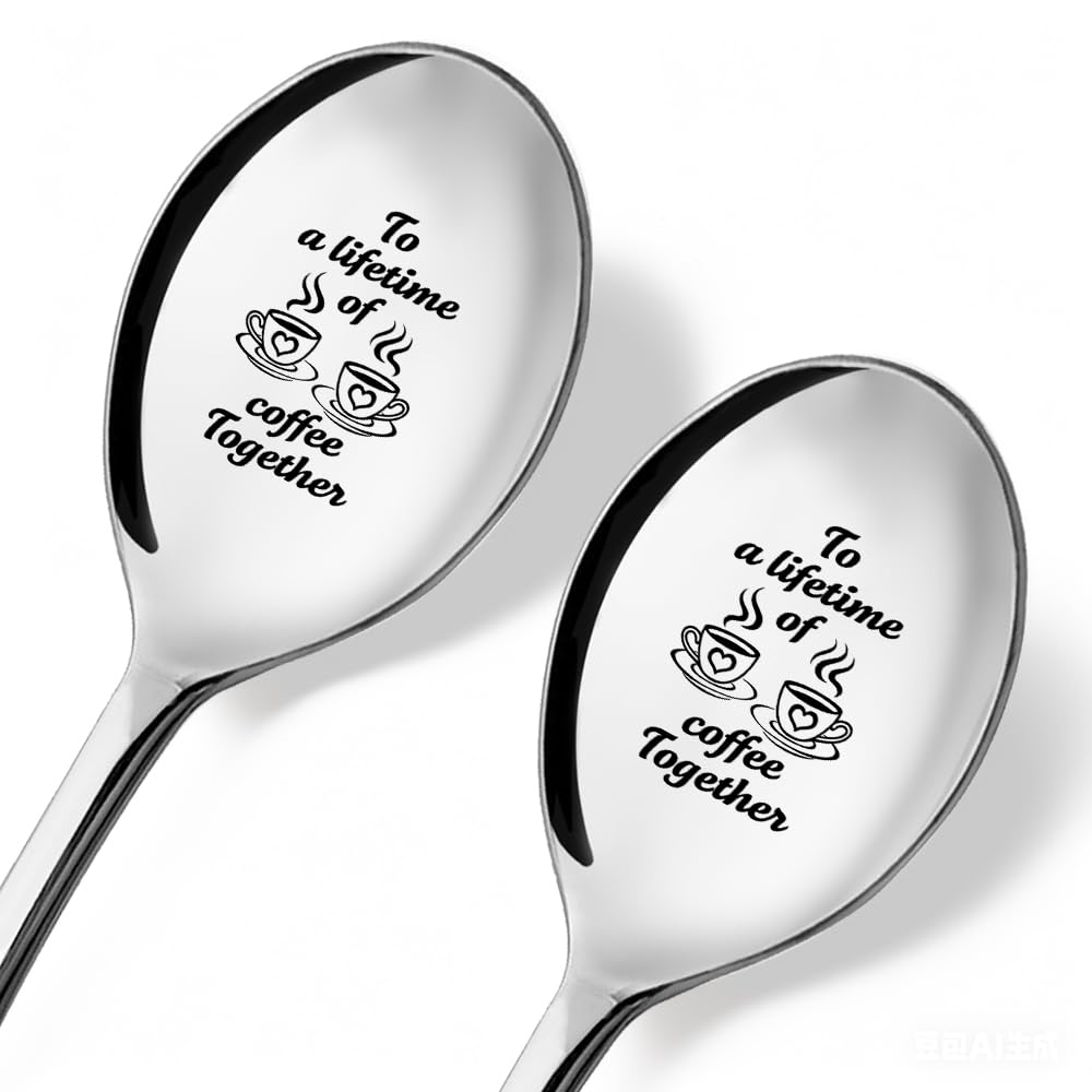 Ice Cream Together 2 Pack Spoons with Gift Box, Ice Cream Together Scoops for Couples, Our Ice Cream Scoops, Spoon Couple Gifts (Funny, E)