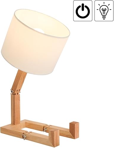 Miniatura 2 de Lámparas de mesa de noche para dormitorio, robot de madera con forma ajustable, lámpara de escritorio LED creativa y linda para cama, se utiliza