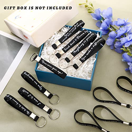 Image of Fumete 24 Pcs Inspirational Keychain Gift Employee Appreciation Gift for Women Motivational Key Rings Thank You Keychain(Black)
