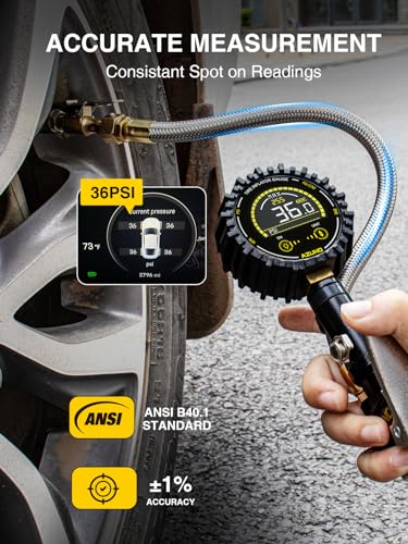 Azuno TIG255DC Heavy Duty Digital Tire Pressure Gauge, Tire Inflator Gauge 255Psi Air Chuck Air Compressor Attachments thumb #1