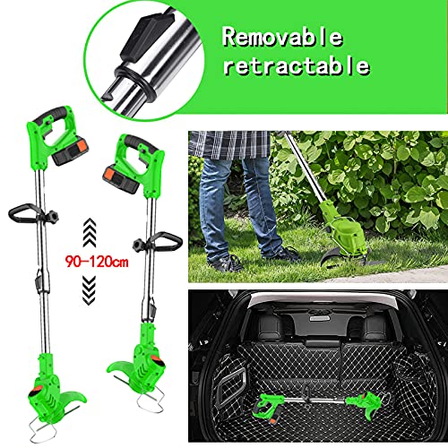 Accu-grasmaaier, 21 V, accu-grasmaaier, met accu en reservemes, grasmaaier, verstelbare kop en telescoopgreep voor gazon, landbouw, park, huis, fruit - Afbeelding 4