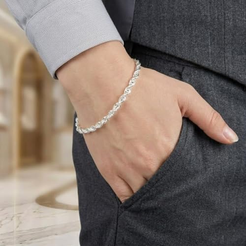 Image of Parnika (Formerly MJ 925 Stylish Gents Bracelet in Pure 92.5 Sterling Silver for Boys /Men | With Certificate of Authenticity | Silver Rakhi Bracelet for Brother |