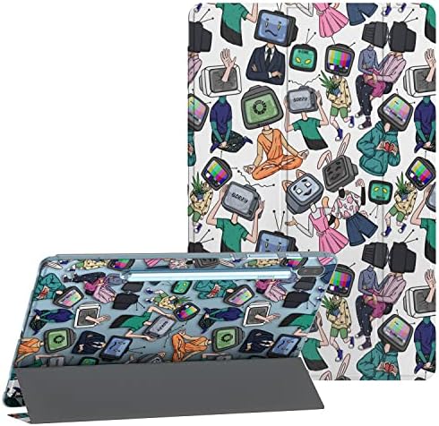 Loraw Tablet Case Compatible with Samsung Galaxy Tab A7 Lite 8.7 inch A10.1 2020 A 8.0 S7 FE S6 S5e S4 TV Head Glitch Zombie Media Korean Print Science Fiction Magnetic Trendy Protective Stand
