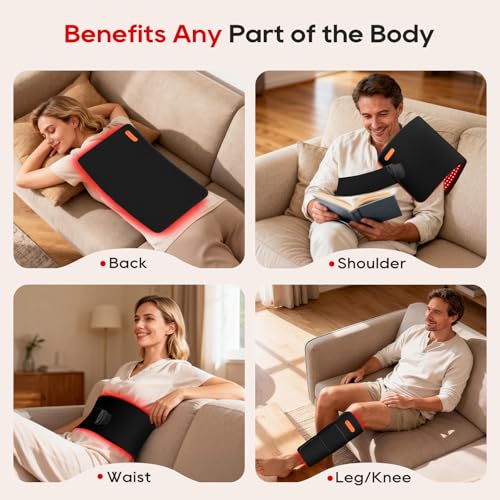 Image of Morfone Red Light Therapy for Body, 10000mAh Cordless Portable Infrared Light Therapy Pad, 24 inch x 12 inch Red Light Mat with Timer, 660&850nm Infrared Heating Pad for Back Shoulder Knee Joint Waist