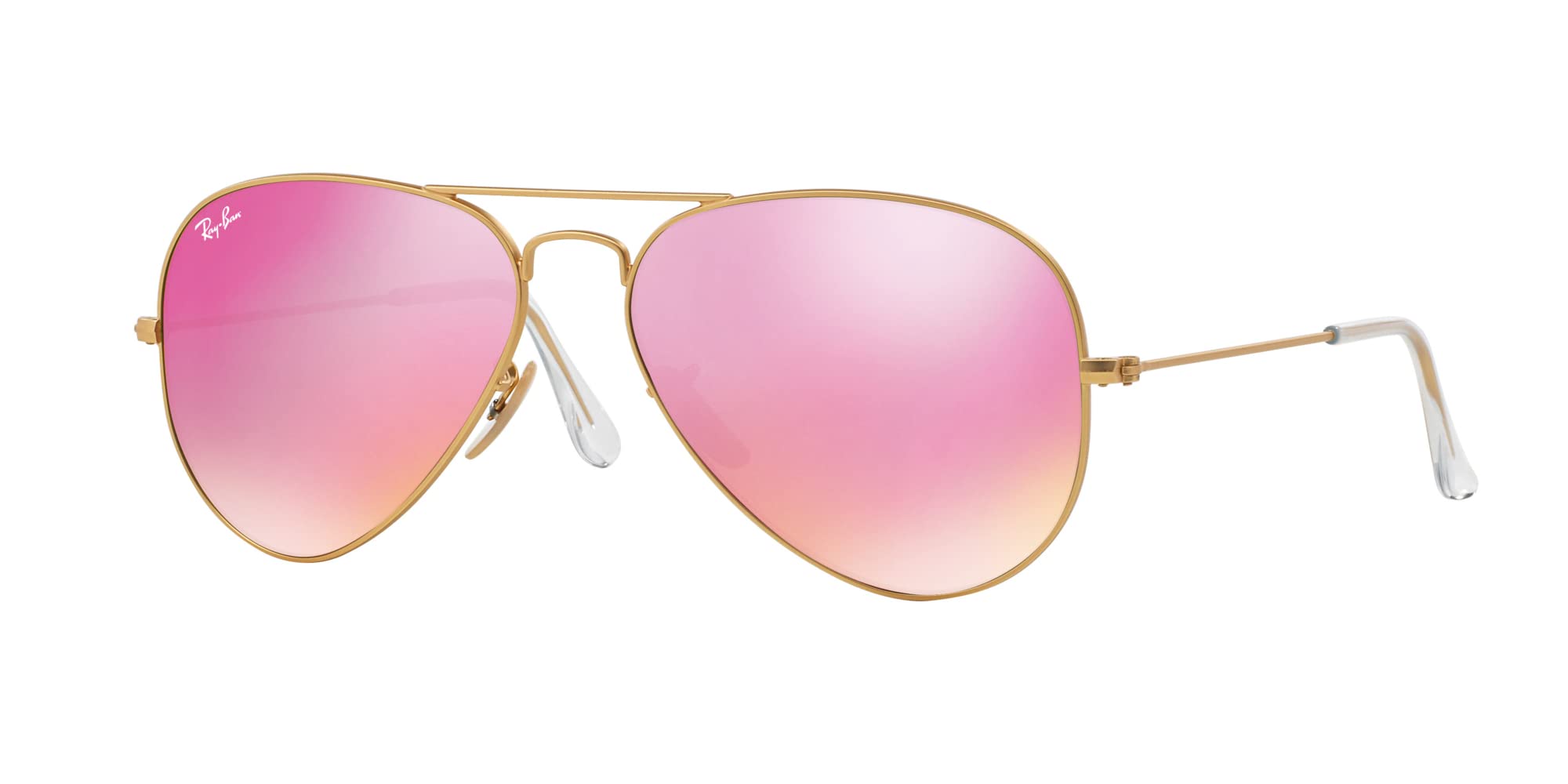 Ray-Ban RB3025 Aviator Classic Gafas de sol polarizadas, (Marco dorado mate/espejo rosa polarizado lente 112/1q), Medium