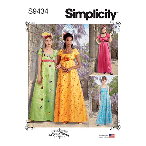 Simplicity Sewing Pattern S9434 AA Misses' and Women's Regency Era Style Dresses, Size 10-18