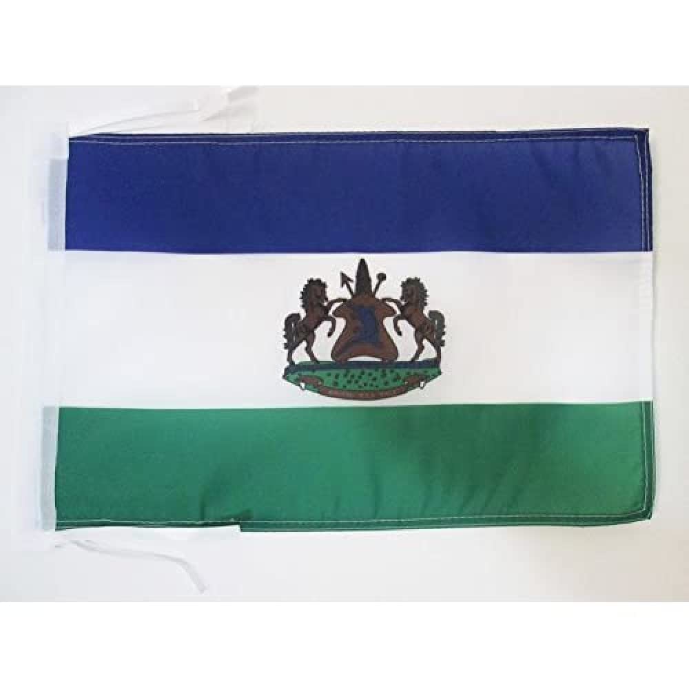 AZ FLAG - Royal Standard of Lesotho Flag - 18'' x 12'' - 100% Polyester Laotian Kingdom Small Banner with Two Cords - Fade Resistant - Vivid Colors - 18x12 in - 45x30 Cm — image 1