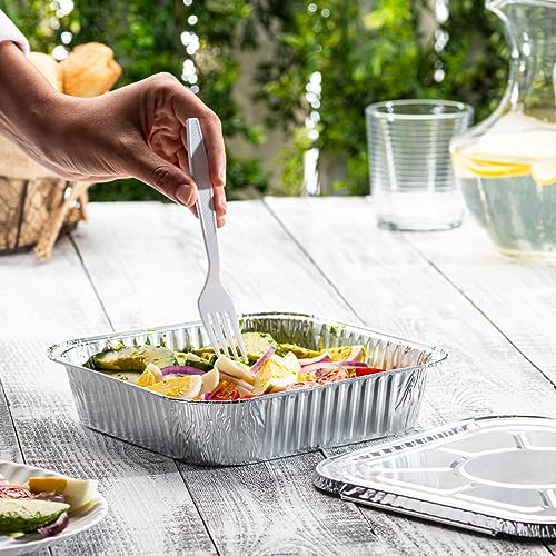 image for GUSTO [25 Sets 8-Inch Square Foil Pans with Lids - Disposable Food Con