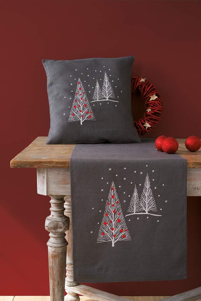 Vervaco Printed Table Runner Christmas Trees, Assorted, 18.3 x 0.5 x 9.5 cm - Image 3