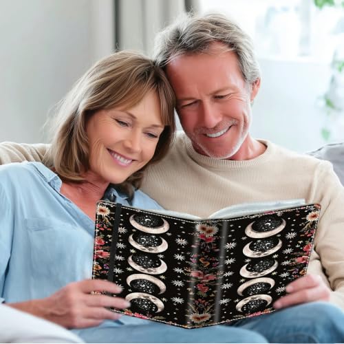 Image of Photo Album 4x6 120 Photos with Strong Elastic Band, Floral Moon