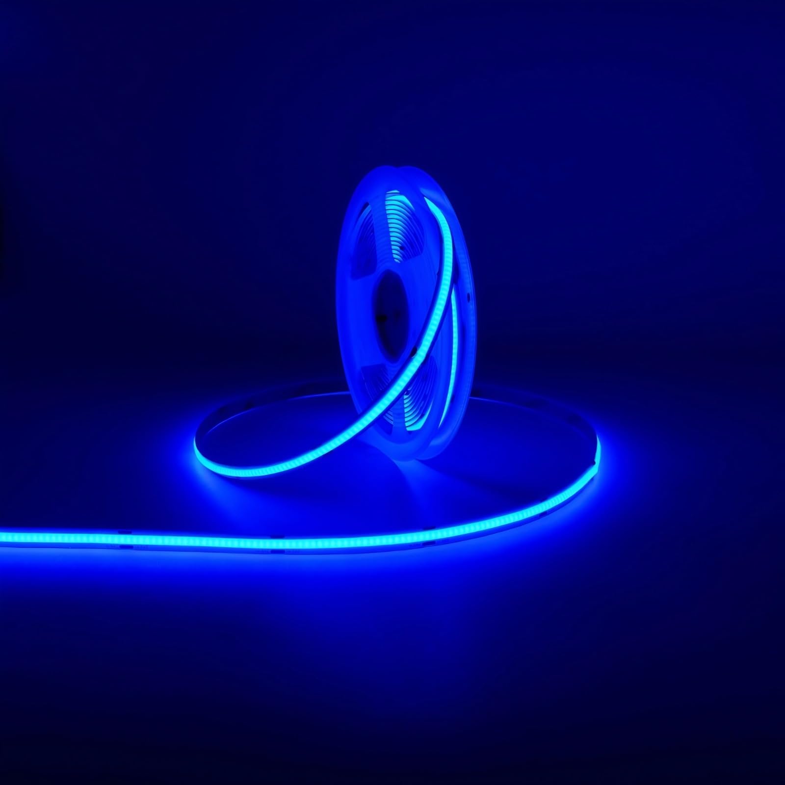 MALIIGAZA 5M Blue COB LED Strip Light 12V 8mm Dotless LED Tape Light 480 LEDs/m High Density Dimmable Cuttable Flexible LED Strip for Indoor Home Decor Kitchen Cabinet Lighting (No Power Supply)