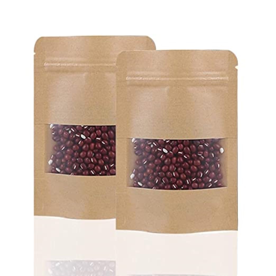 Stand Up Ziplock Pouch - Reusable, Airtight Kraft Paper Storage Pouch (Brown) | 50gm 90X130 (Pack of 25)