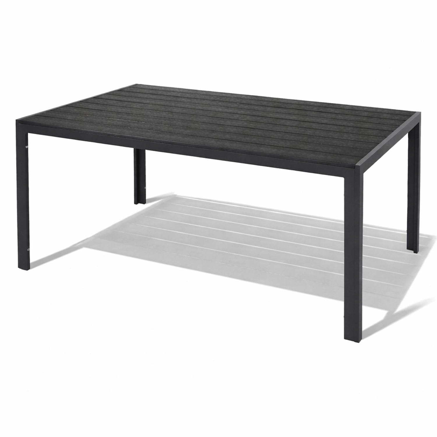 Mojawo Aluminium Gartentisch anthrazit/schwarz Esstisch Gartenmöbel Tischplatte Non Wood Holzimitat wetterfest 150x90x74cm