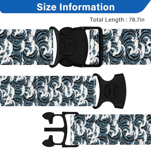 Image of Luggage Straps for Suitcases, Travel Adjustable Belt with Quick Release Buckle, Heavy Duty Nylon Bag Packing Strap, Unique Bright Identifiers Business Travel Accessories (2 Pack) - Blue Wave