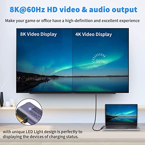 Image of MICROWARE Right Angle USB C Adapter, 40Gbps USB C Adapter, 90 Degree Type-C Male to Female Adapter, USB C Splitter Adapter Support 8K Video Display 100W Charging for Thunderbolt, USB C Mobile Phone